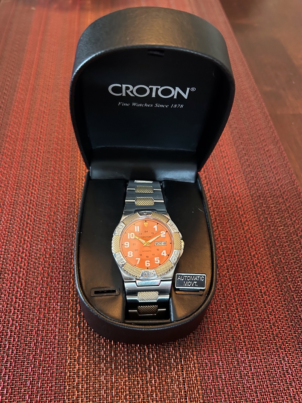 Croton Men’s Two-Tone Bracelet Watch with Orange Dial